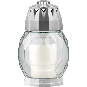 Свеча Bolsius 2D Diamond Trasp, серебро, для могилы, с 24-часовым заполнением