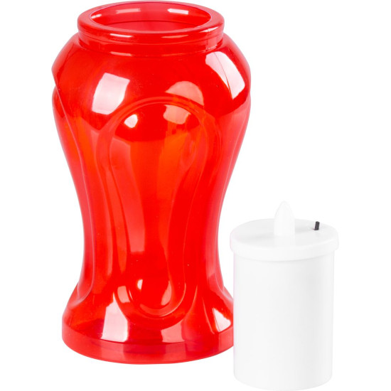 Свеча MagicHome TG-26, со светодиодной свечой, на могилу, красная, 17 см, в упаковке 2xAA