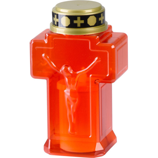 Candle MagicHome, cross, LED, for the grave, red, 2xAA, 15.3x6.8 cm, (part of the package 2xAA)
