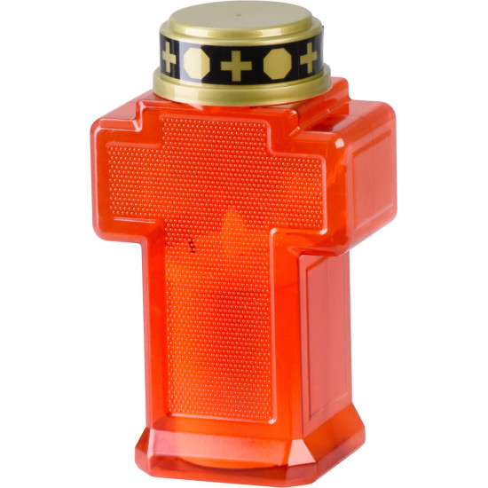 Candle MagicHome, cross, LED, for the grave, red, 2xAA, 15.3x6.8 cm, (part of the package 2xAA)
