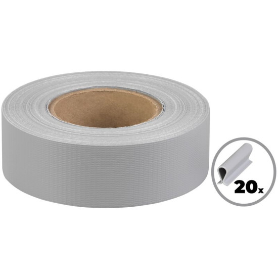 Strend Pro EUROSTANDARD tape, 47.5 mm, L-35 m, shading, grey, covering, for fence panels, with 20 clips, 450 g/m2, PVC, RAL7040