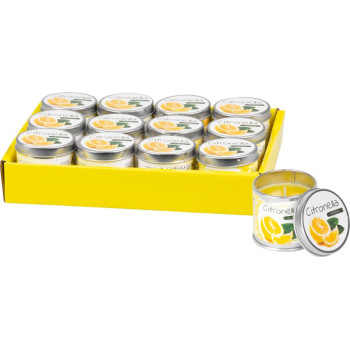 Свеча Цитронелла, репеллент, жестяная банка, 50 г, 55х55 мм, Sellbox 12 шт.