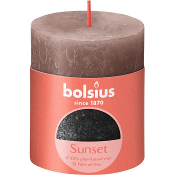 Свеча Bolsius Rustic, Рождественская, Sunset Creamy Caramel+ Антрацит, 80/68 мм