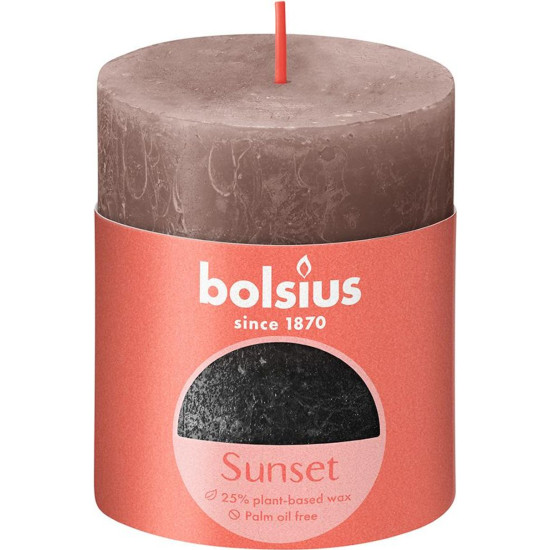Свеча Bolsius Rustic, Рождественская, Sunset Creamy Caramel+ Антрацит, 80/68 мм