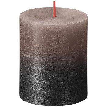 Свеча Bolsius Rustic, Рождественская, Sunset Creamy Caramel+ Антрацит, 80/68 мм