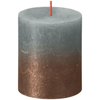 Свеча Bolsius Rustic, Рождественская, Sunset Eucalyptus Green+ Copper, 80/68 мм