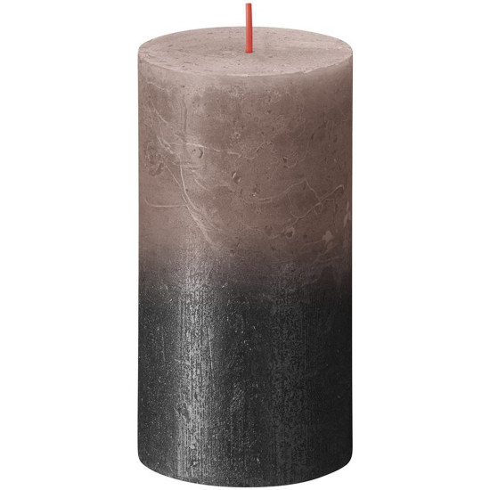 Candle Bolsius Rustic, cylindrical, Christmas, Sunset Creamy Caramel+ Anthracite, 130/68 mm