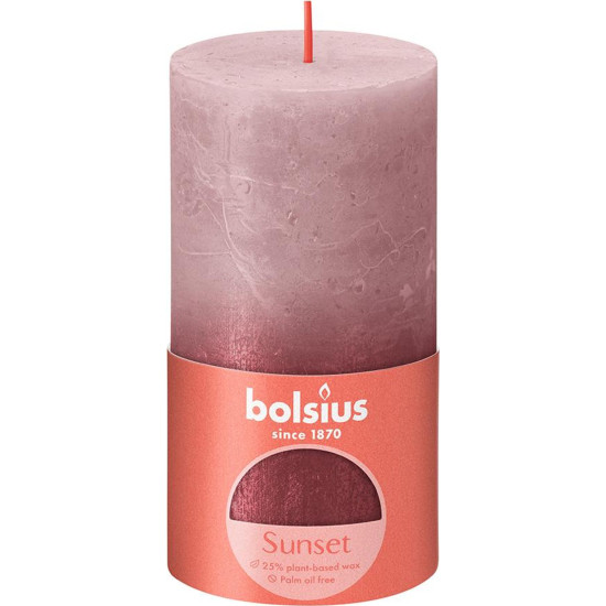 Свеча Bolsius Rustic, Christmas Sunset Ash Rose+ Red, 130/68 мм