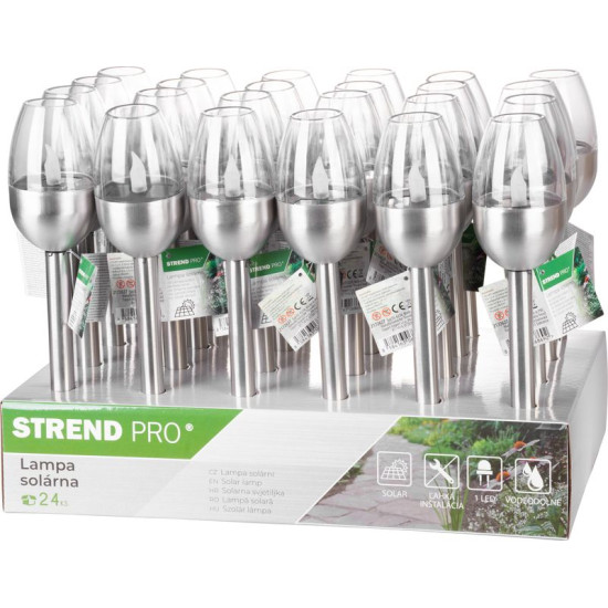 Лампа Strend Pro Candle, солнечная, 1x LED, нержавеющая сталь, 6x28 см