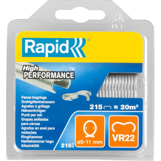 Clips RAPID VR22, Zn, clips for binding pliers FP222 and FP20, for wire 5-11 mm, pack. 215 pcs