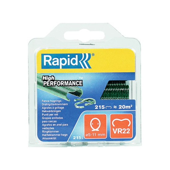 Clips RAPID VR22, PVC green, clips for RAPID FP222 and FP20 binding pliers, for wire 5-11 mm, pack. 215 pcs