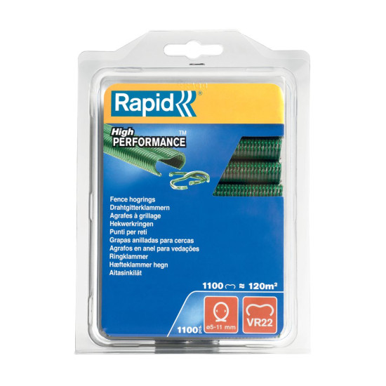 Clips RAPID VR22, PVC green, clips for RAPID FP222 and FP20 binding pliers, for wire 5-11 mm, pack. 1100 pcs