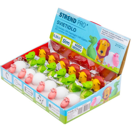Брелок-лампа Strend Pro подвеска, овца, лев, дракон, со звуком, 5 лм, коробочка 18 шт.