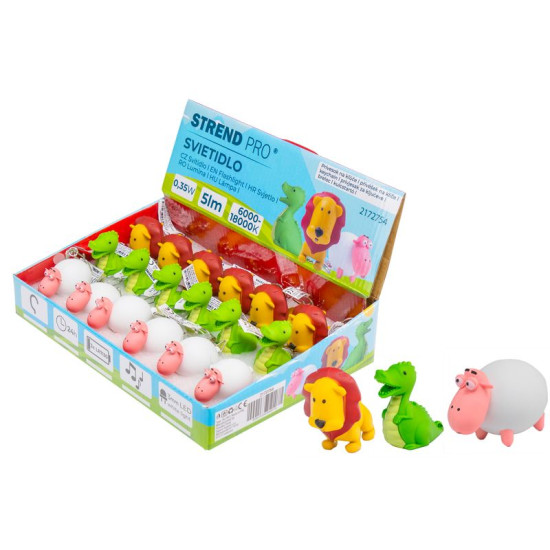 Брелок-лампа Strend Pro подвеска, овца, лев, дракон, со звуком, 5 лм, коробочка 18 шт.