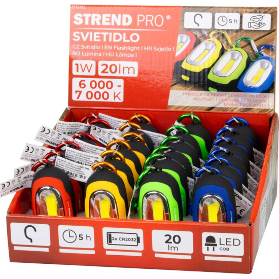 Брелок-светильник Strend Pro подвеска, с карабином, микс цветов, 20 лм, 70х34х24 мм, коробочка 24 шт.
