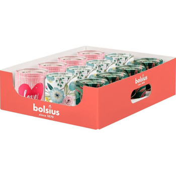 Свеча Bolsius Star.glas Love, 82/68 мм, в стекле, Sellbox 12 шт.