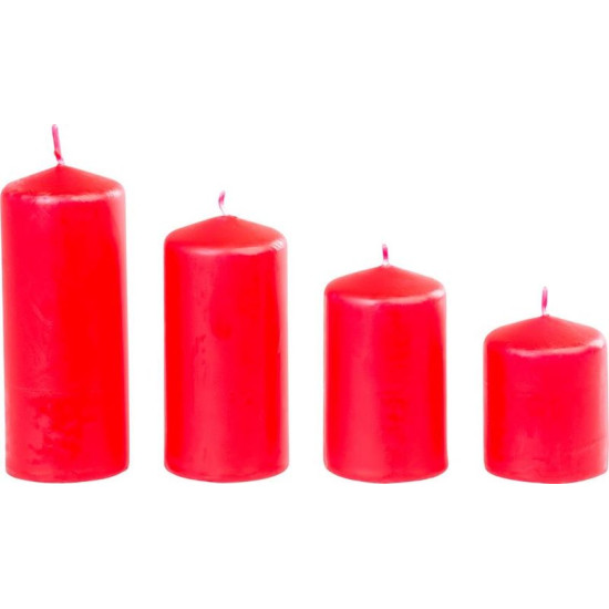MagicHome svece, Ziemassvētki, Advente, sarkana, 48 mm 60/80/100/120 mm, pak. 4 gab