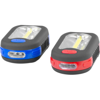 Фонарь Strend Pro, подвесной, светодиод 200 лм, магнит, с зажимом, красный/синий, 3x AAA, Sellbox 12 шт.