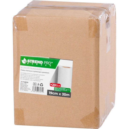 Tape Strend Pro EUROSTANDARD, 190 mm, L-35 m, shielding, gray, covering, for fence panels, with 20 clips, 450 g/m2, PVC, RAL7040