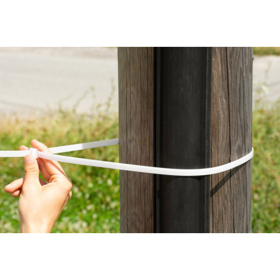 Pulling tape Strend Pro XXL CT66BW, extra STRONG, 800x9 mm, 50 pcs, white, nylon, binding