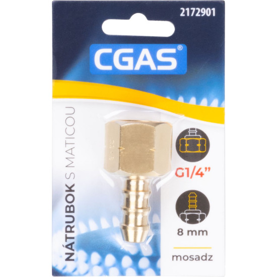CGAS nozzle, for gas, one-way, thread G G1/4"-LH, with nut
