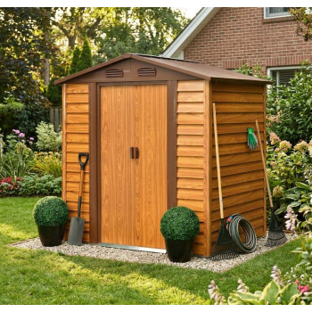 Māja dārza inventāra glabāšanai Strend Pro, skārds, brūns, 181x137x203 cm