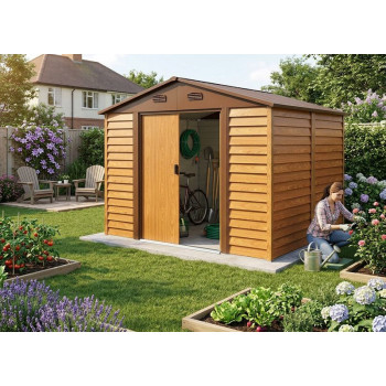 Māja dārza inventāra glabāšanai Strend Pro, skārds, brūns, 266x224x215 cm