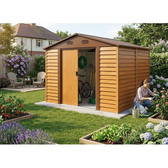 Māja dārza inventāra glabāšanai Strend Pro, skārds, brūns, 266x224x215 cm