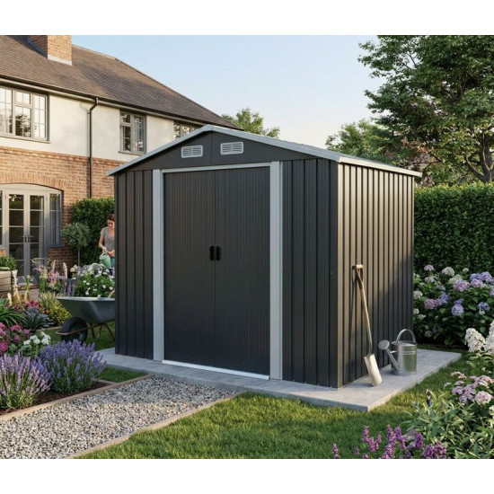 Māja dārza inventāra glabāšanai Strend Pro, metāls, antracīts, 226x162x206 cm