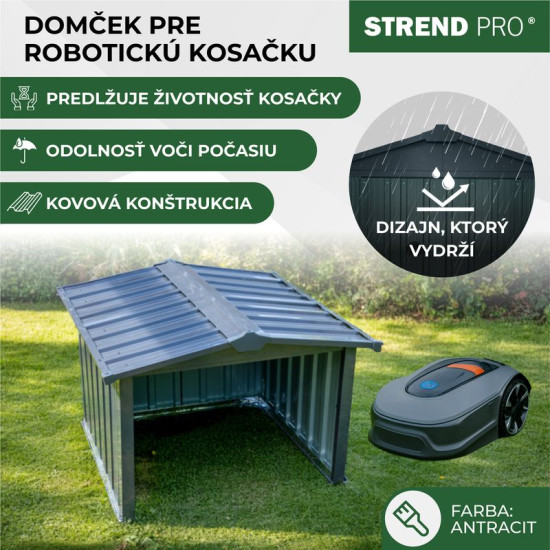 Место Strend Pro для газонокосилки-робота, гараж, металл, антрацит, 68x88x60 см