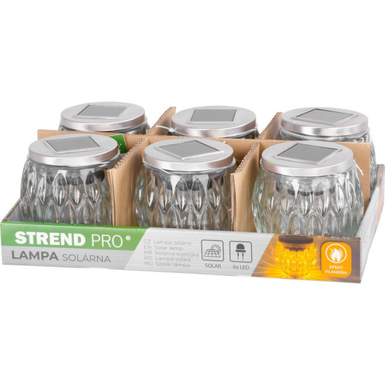 Светильник Strend Pro Garden, солнечный, эффект пламени, 6x LED, теплый белый, 10х10 см, Sellbox 6 шт.