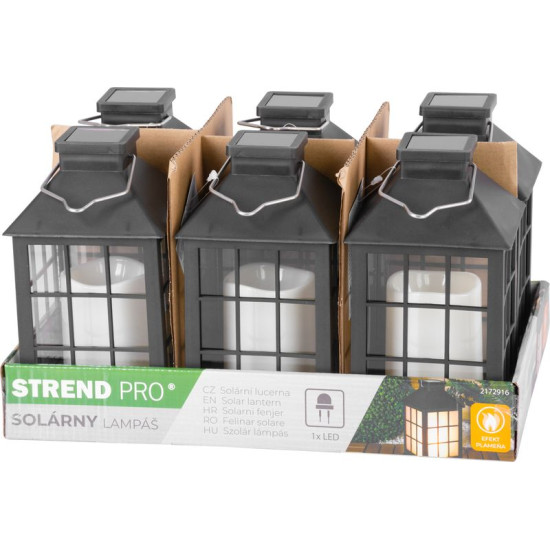 Фонарь Strend Pro Garden, солнечный, эффект пламени, 10,5х10,5х19 см, Sellbox 6 шт.