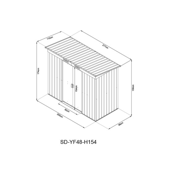 Садовый домик Strend Pro, листовой металл, антрацит, с основанием, 217x110x174 см