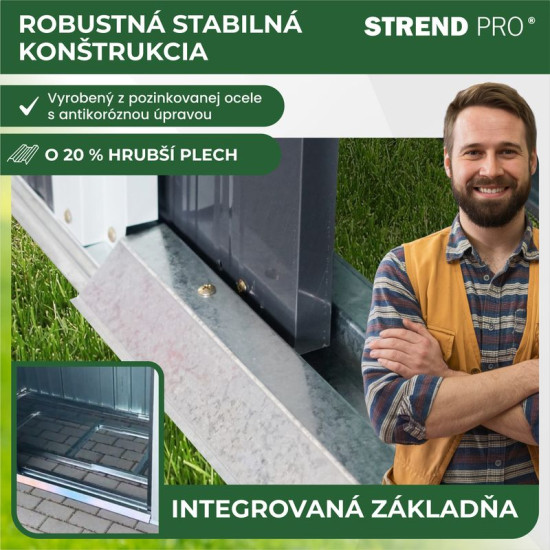 Садовый домик Strend Pro, листовой металл, антрацит, с основанием, 217x110x174 см