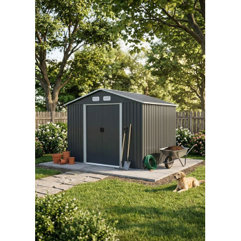 Садовый домик Strend Pro, листовой металл, антрацит, 301x236x214 см