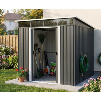 Садовый домик Strend Pro, листовой металл, антрацит, 238x193x202 см