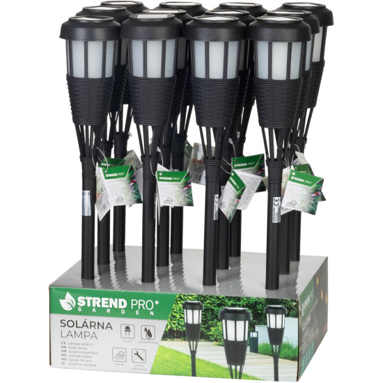 Светильник Strend Pro Garden, фонарик, на солнечной батарее, черный, 6 светодиодов, 7,5x51 см