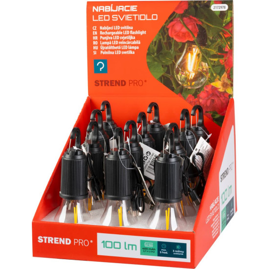Bulb Strend Pro, кемпинг, светодиод, 100 lm, 400 mAh, USB-C зарядка, фонарик, 12 экземпляров из продажи