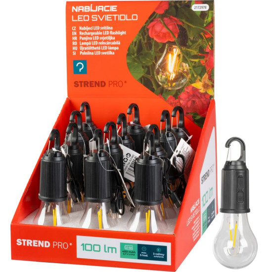 Bulb Strend Pro, кемпинг, светодиод, 100 lm, 400 mAh, USB-C зарядка, фонарик, 12 экземпляров из продажи