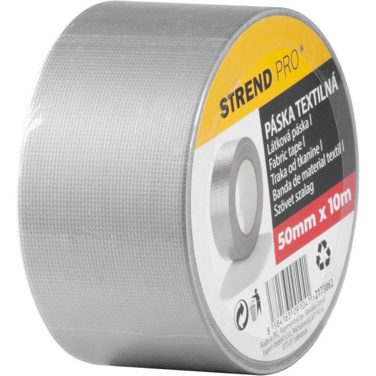 Strend Pro tape, 50 mm, L-10 m, textile, adhesive, gray