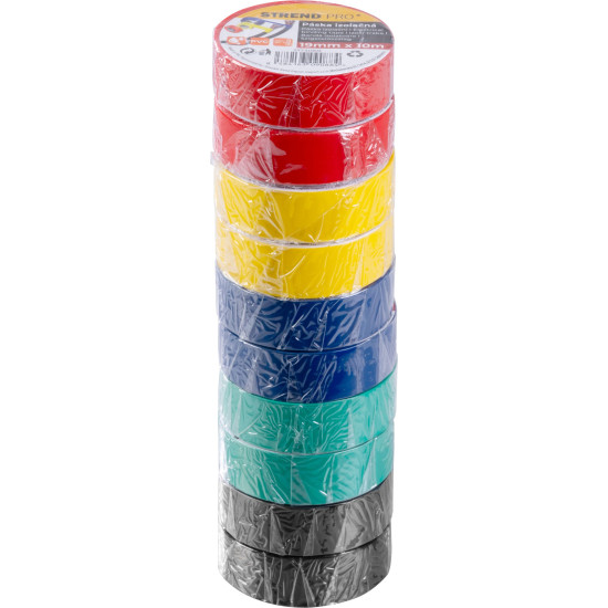 Tape Strend Pro, 19 mm, L-10 m, PVC, max. 80°C, 600V, insulating, various colors, adhesive, pack of 10 pcs.