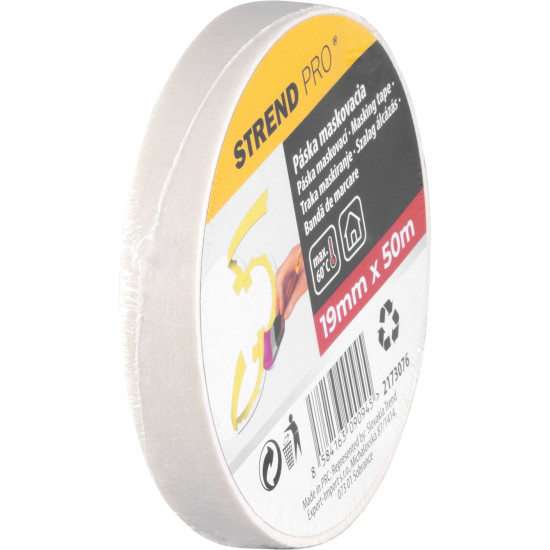 Tape Strend Pro, 19 mm, L-50 m, Crepe, painter's, masking, adhesive, white Tape Strend Pro, 19 mm, L-50 m, Crepe, painter's, masking, adhesive, white