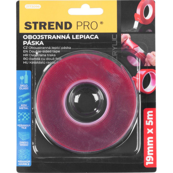 Tape Strend Pro, 19 mm, L-5 m, double-sided, adhesive, acrylic, assembly