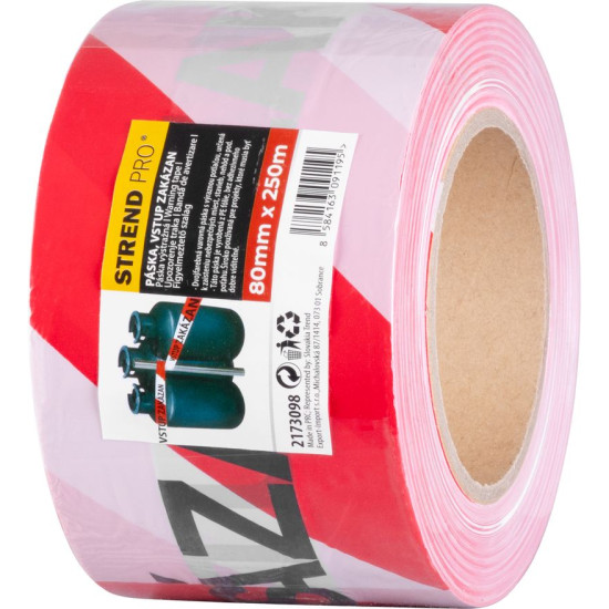 Strend for, 80 mm, L-250 m, warning, red/biela, Czech inscription "Entry forbidden"