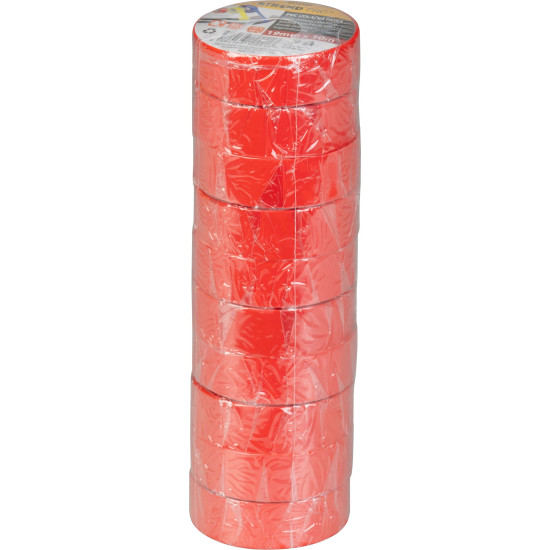 Strend Pro lente, 19 mm, L-10 m, maks. 80°C, 600V, sarkana, izolējoša, līmējoša, PVC, iepakojums. 10 gab