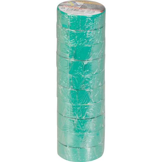 Strend Pro lente, 19 mm, L-10 m, maks. 80°C, 600V, zaļa, izolējoša, līmējoša, PVC, iepakojums. 10 gab Strend Pro lente, 19 mm, L-10 m, maks. 80°C, 600V, zaļa, izolējoša, līmējoša, PVC, iepakojums. 10 gab