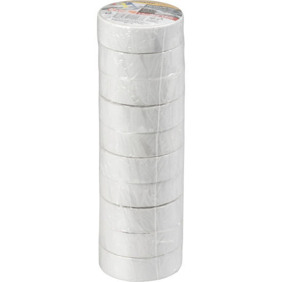Strend Pro lente, 19 mm, L-10 m, maks. 80°C, 600V, balta, izolējoša, līmējoša, PVC, iepakojums. 10 gab Strend Pro lente, 19 mm, L-10 m, maks. 80°C, 600V, balta, izolējoša, līmējoša, PVC, iepakojums. 10 gab