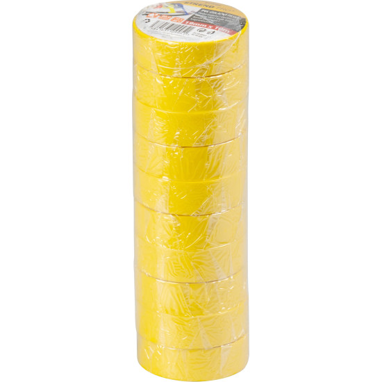 Strend Pro lente, 19 mm, L-10 m, maks. 80°C, 600V, dzeltena, izolējoša, līmējoša, PVC, iepakojums. 10 gab Strend Pro lente, 19 mm, L-10 m, maks. 80°C, 600V, dzeltena, izolējoša, līmējoša, PVC, iepakojums. 10 gab