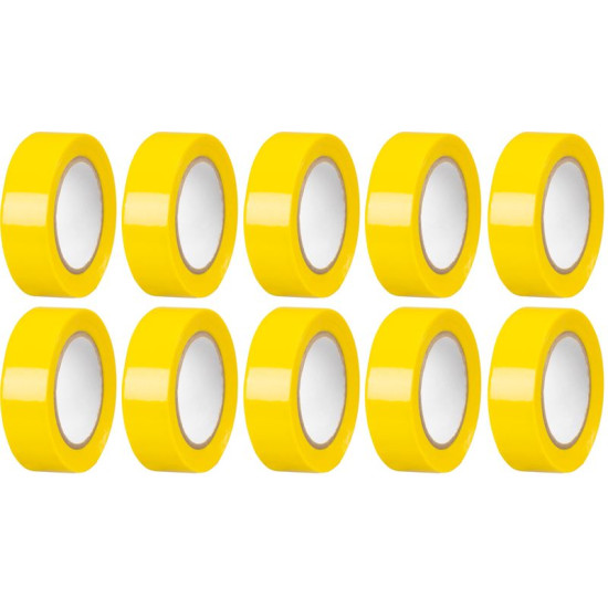 Strend Pro lente, 19 mm, L-10 m, maks. 80°C, 600V, dzeltena, izolējoša, līmējoša, PVC, iepakojums. 10 gab Strend Pro lente, 19 mm, L-10 m, maks. 80°C, 600V, dzeltena, izolējoša, līmējoša, PVC, iepakojums. 10 gab