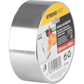 Лента Strend Pro, 50 мм, L-50 м, алюминиевая, армированная, клейкая, алюминий Лента Strend Pro, 50 мм, L-50 м, алюминиевая, армированная, клейкая, алюминий